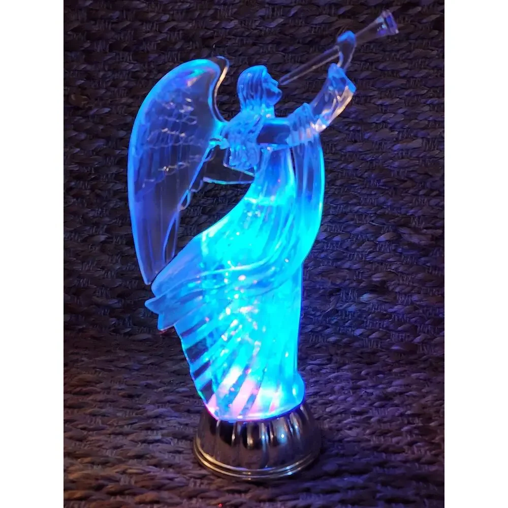 Graceful Christmas Angel Figurine Multicolor LED Swirling Water Globe Battery